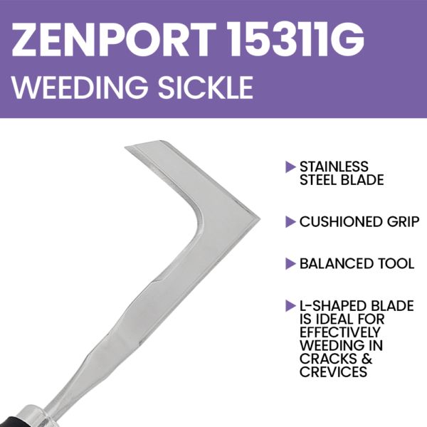 Zenport 15311G Crack Weeder Weeding Sickle, 12-Inch