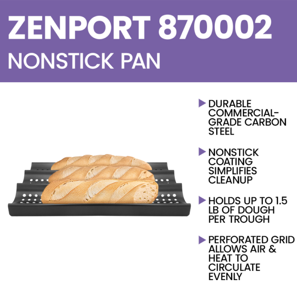 Zenport 870002 3-Loaf Perforated Baguette French Nonstick Bread Pan, 16 by 9-Inch