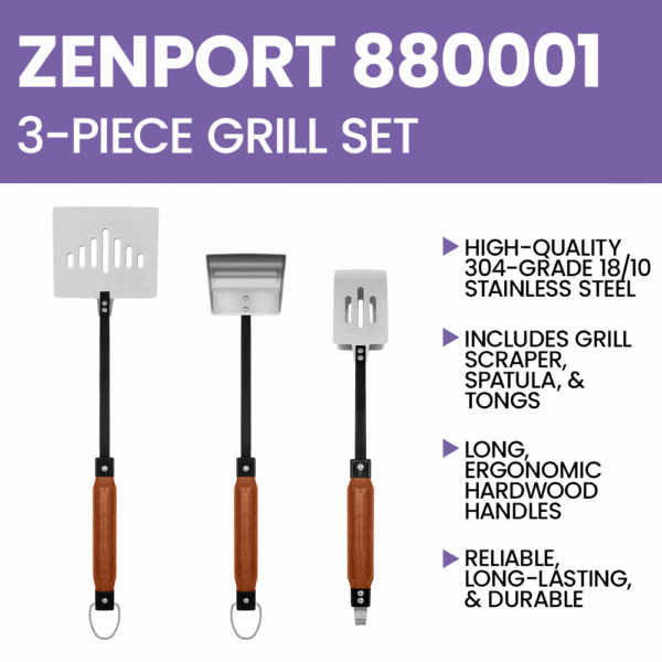 Zenport 880001 3-Piece Barbeque Multi Tool Grill Set