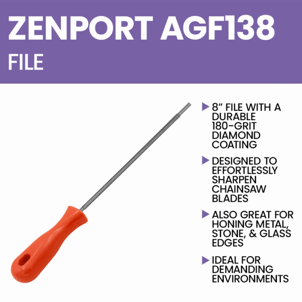 Zenport AGF138 Chainsaw File Diamond-Coated, 8-Inch
