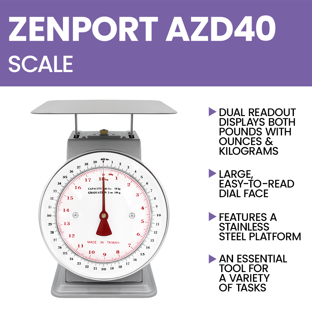 Zenport AZD40 Platform Mechanical Dial Scale, 40-Pound