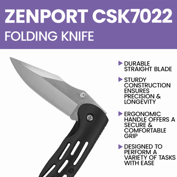 Zenport CSK7022 Deluxe Folding Pocket Knife with Straight Blade, 3.25-Inch