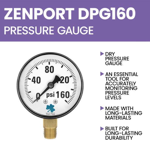 Zenport DPG160 Dry Air Pressure Gauge, 160 PSI