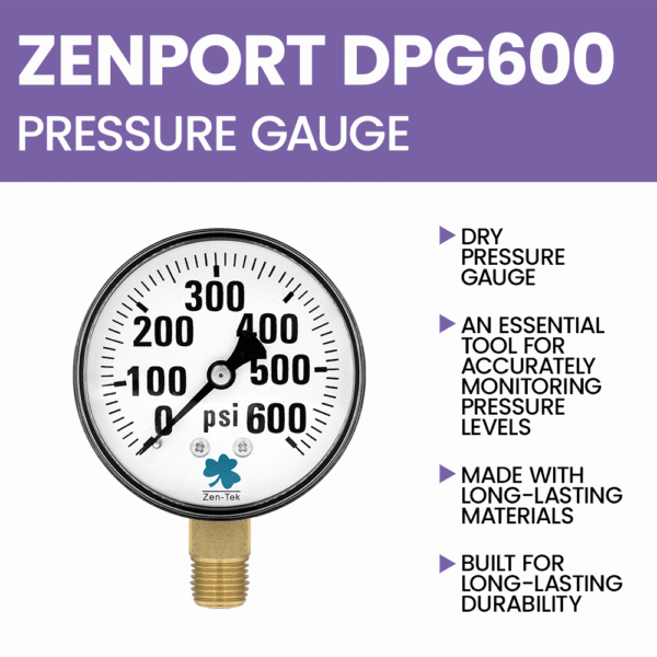 Zenport DPG600 Dry Air Pressure Gauge, 600 PSI