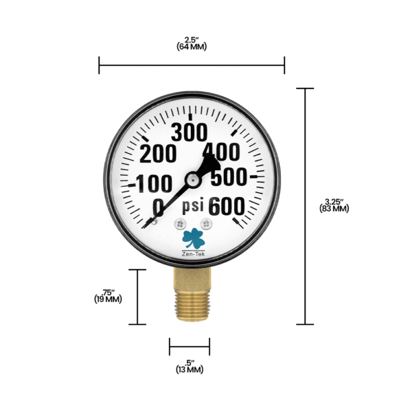 Zenport DPG600 Dry Air Pressure Gauge, 600 PSI