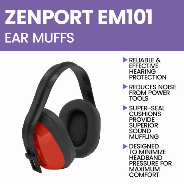 Zenport EM101 Standard Ear Muffs, Red/Black