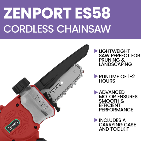 Zenport ES58 Cordless Electric Powered 4" Blade Chain Saw