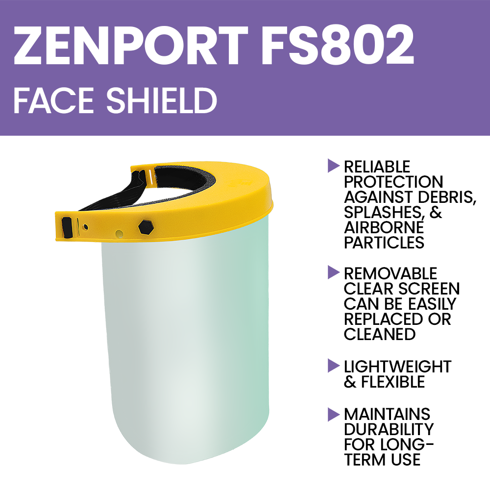 Zenport FS802 Protective Face Shield with Removable Clear Screen