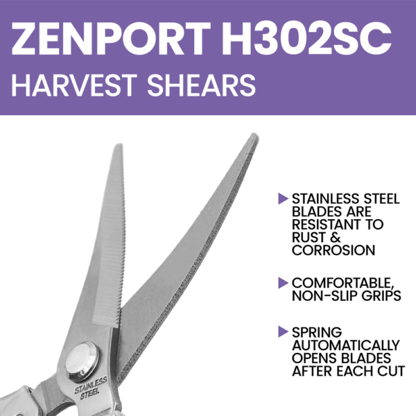 Zenport H302SC Harvest-Bunch Cutter, Curved Stainless Steel Serrated Blade