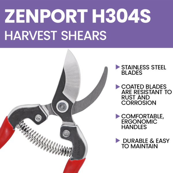 Zenport H304S Bypass Action Harvest and Utility Shear, Stainless Steel