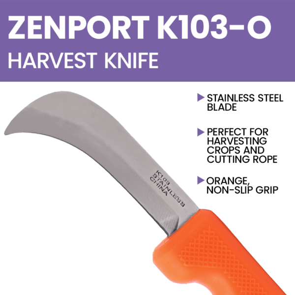 Zenport K103-O Harvest Utility Knife, 3-Inch Blade