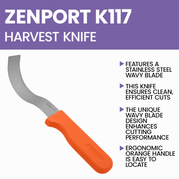 Zenport K117 Crop Harvest Knife, 6-Inch Wavy Blade