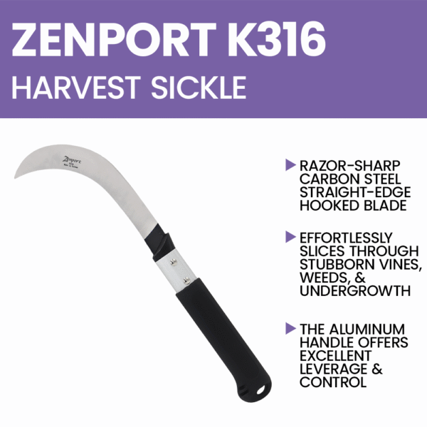 Zenport K316 Harvest Sickle, 9-Inch Blade