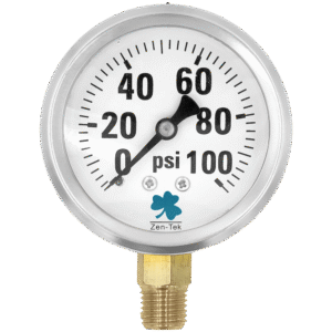 Zenport LPG100 Glycerin Liquid Filled Pressure Gauge, 100 PSI