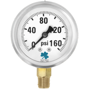 Zenport LPG160 Glycerin Liquid Filled Pressure Gauge, 160 PSI