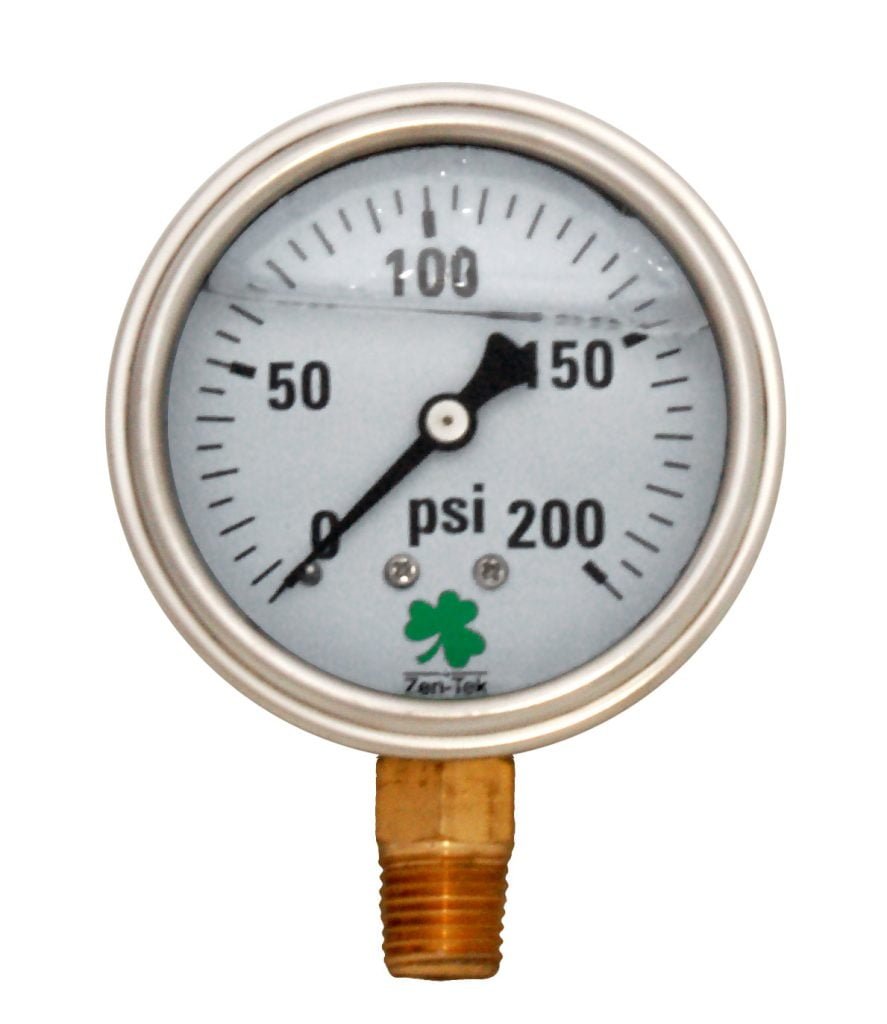 Zenport Glycerin Liquid Filled Pressure Gauge 200 Psi Zenport Industries 8401