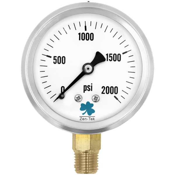 Zenport LPG2000 Glycerin Liquid Filled Pressure Gauge, 2000 PSI