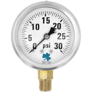 Zenport LPG30 Glycerin Liquid Filled Pressure Gauge, 30 PSI