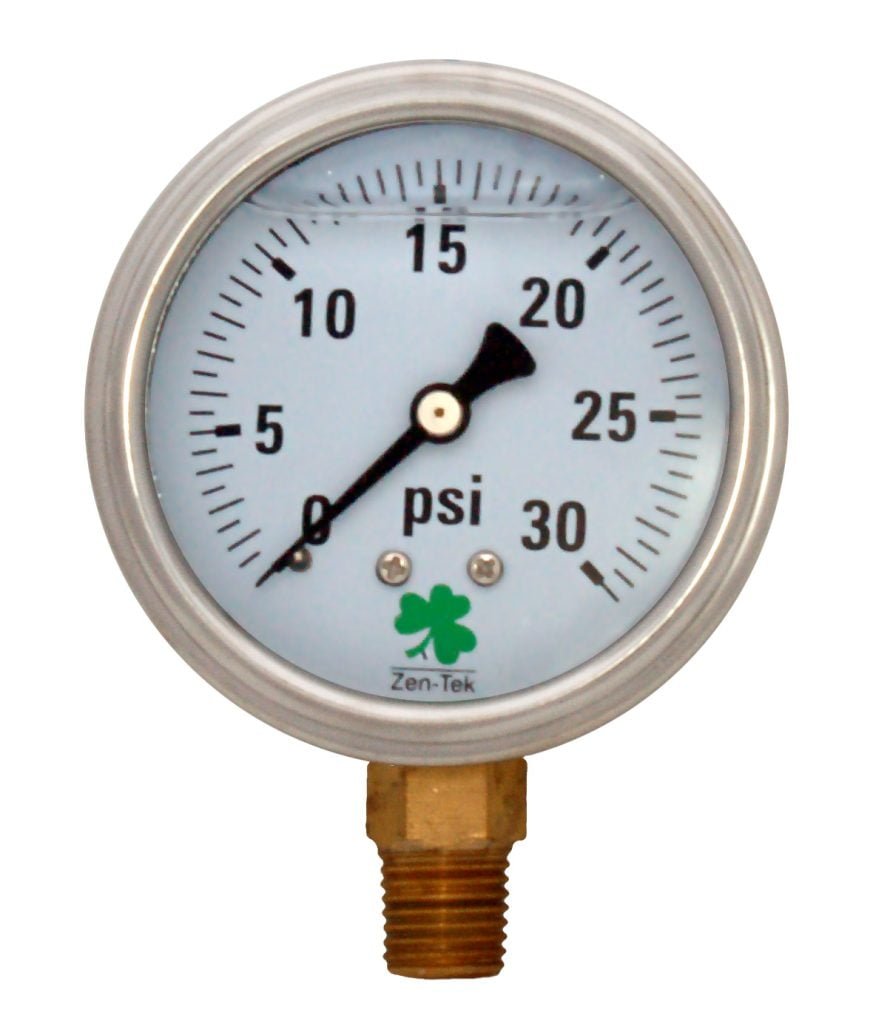 Zenport Glycerin Liquid Filled Pressure Gauge 30 Psi Zenport Industries 5993