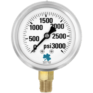 Zenport LPG3000 Glycerin Liquid Filled Pressure Gauge, 3000 PSI