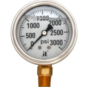 Zenport LPG3000 Glycerin Liquid Filled Pressure Gauge, 3000 PSI
