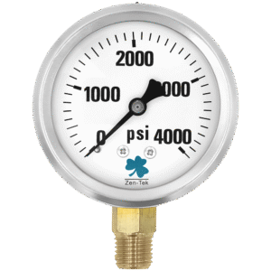 Zenport LPG4000 Glycerin Liquid Filled Pressure Gauge, 4000 PSI