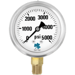 Zenport LPG5000 Glycerin Liquid Filled Pressure Gauge, 5000 PSI