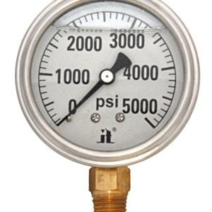 Zenport LPG5000 Glycerin Liquid Filled Pressure Gauge, 5000 PSI