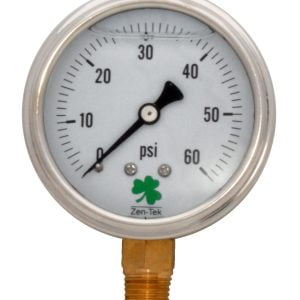 Zenport LPG60 Glycerin Liquid Filled Pressure Gauge, 60 PSI