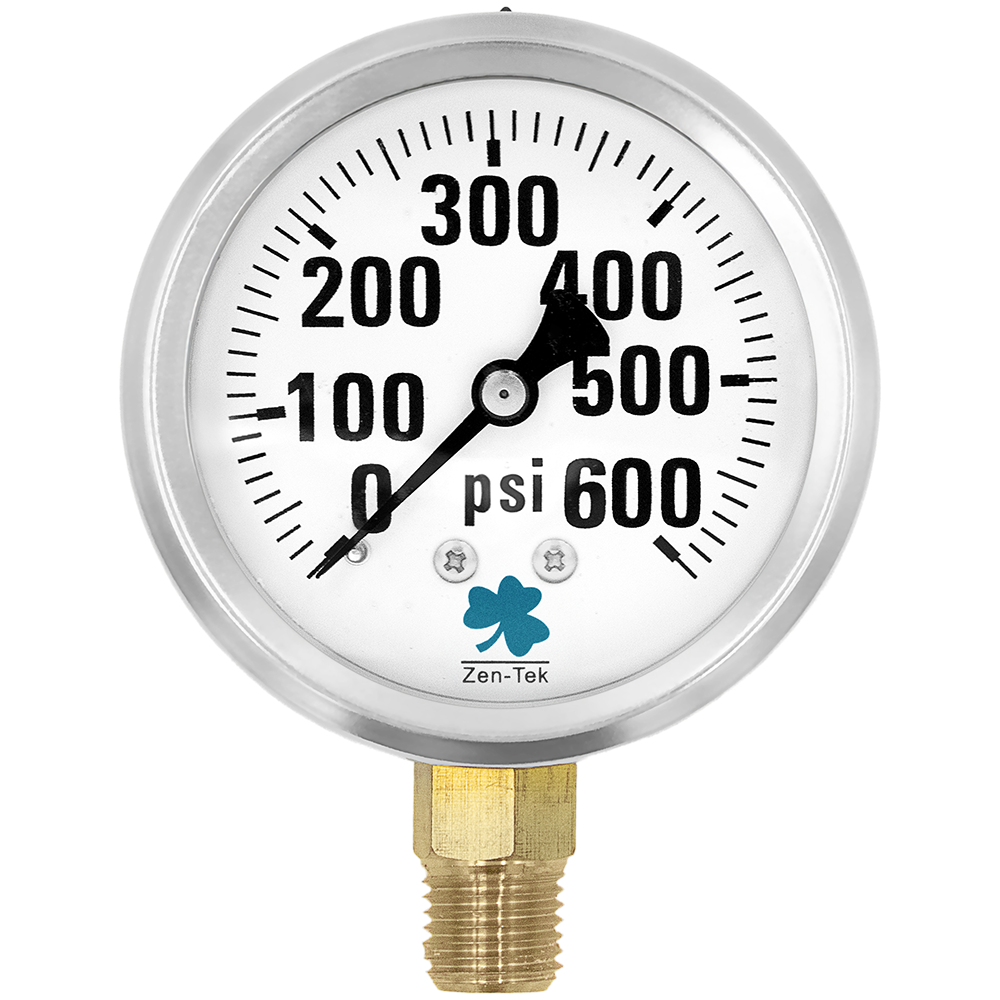 Zenport LPG600 Glycerin Liquid Filled Pressure Gauge, 600 PSI