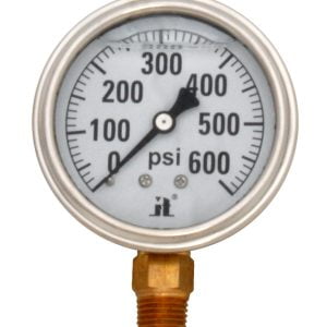 Zenport LPG600 Glycerin Liquid Filled Pressure Gauge, 600 PSI