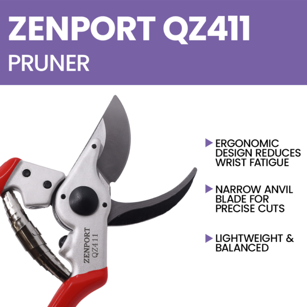 Zenport QZ411 Narrow Head Professional Pruner, 8.25-Inch