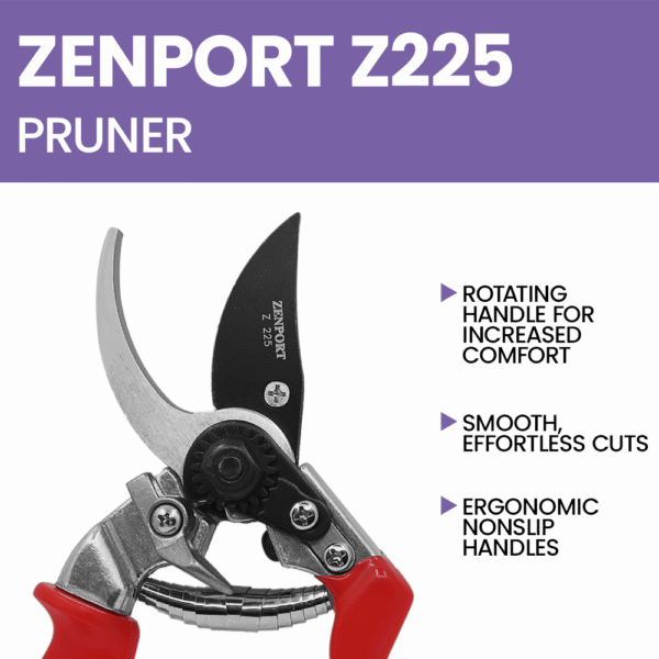 Zenport Z225 Bypass Pruner with Rotating Handle, 8.5-Inch