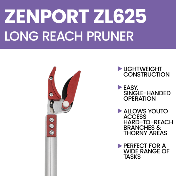 Zenport ZL625 Long Reach Telescopic Pruner with Pruning Saw, Extends 70 to 119-Inch PNG