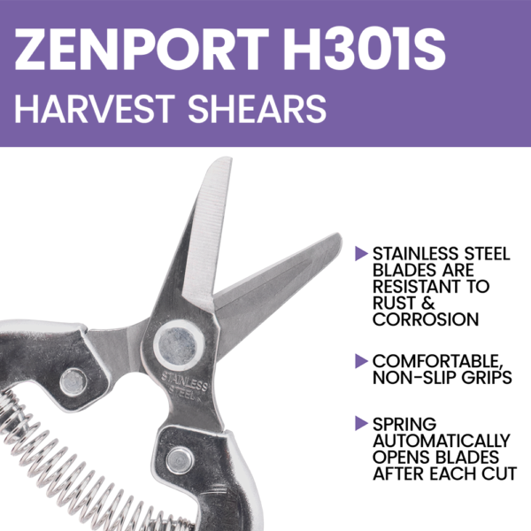 Zenport H301S Harvest Shear, Short Straight Stainless Steel Blade