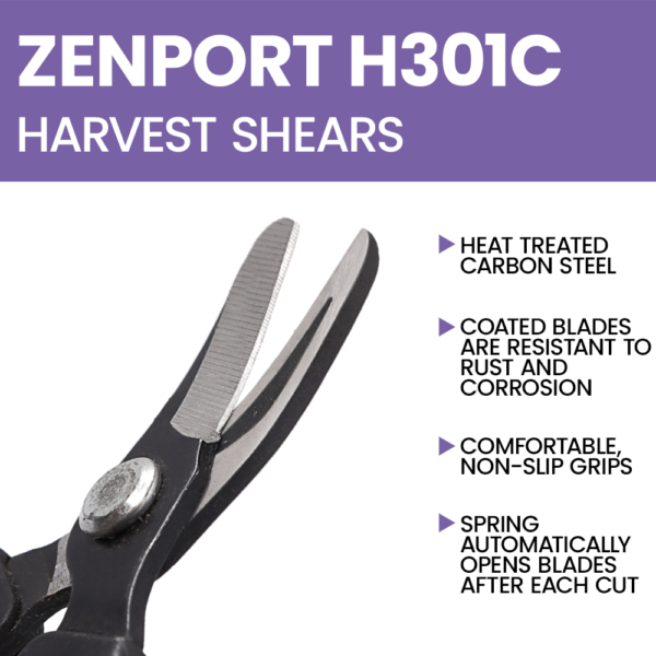 Zenport H301C Harvest Shear, Short Curved Carbon Steel Blade