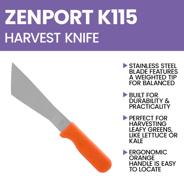 Zenport K115 Crop Harvest Knife, Lettuce Trimmer, 7.25-Inch Blade
