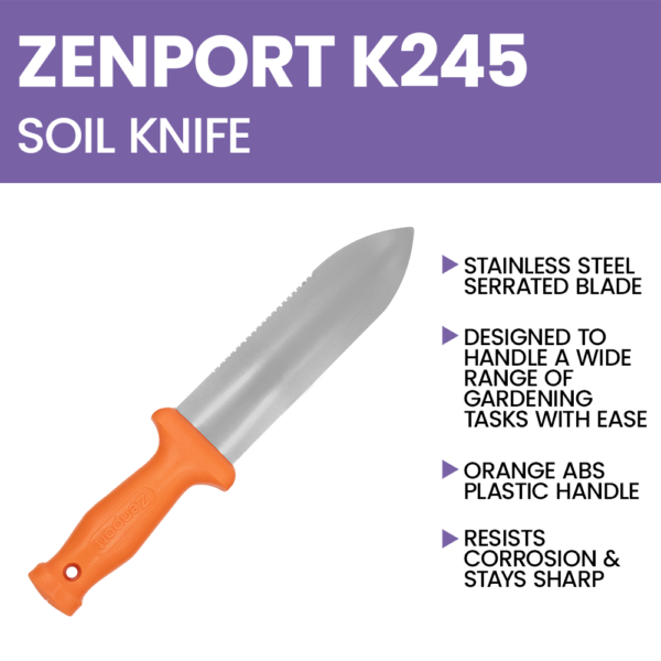 Zenport K245 ZenBori Soil Knife, 6-Inch Serrated Blade