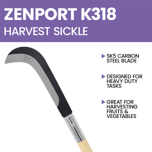 Zenport K318 77.5cm (30.5-inch) Long Curved Sickle