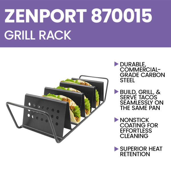 Zenport 870015 3-Taco Cooking Nonstick Grill Rack