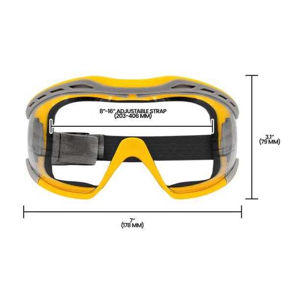 Zenport SG274 Safety Goggles Clear Lens, Flex Seal, Yellow