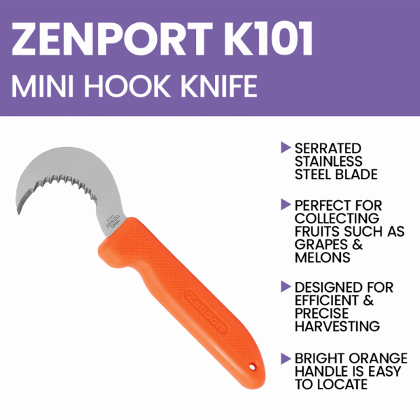 Zenport K101 Fruit Harvest Utility Knife, 3-Inch Curved Blade
