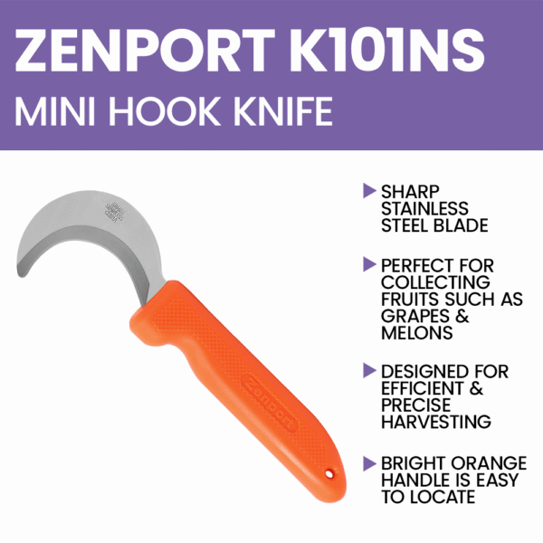 Zenport K101NS Mini Harvest Knife, Orange