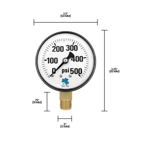 Zenport DPG500 Dry Air Pressure Gauge, 500 PSI