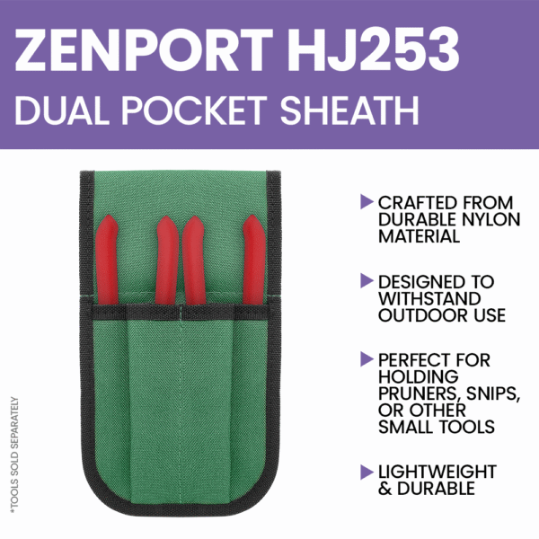 Zenport HJ253 Dual Pocket Pouch Pruner Sheath with Belt Loop