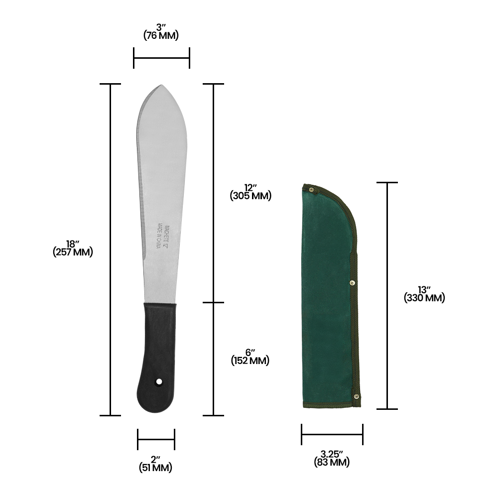 Zenport MP12 Machete with Sheath, 12-Inch